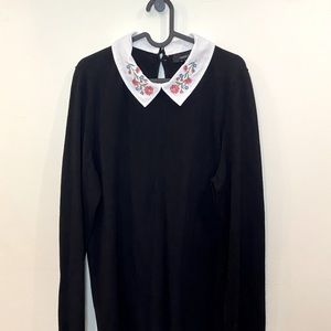 Floral embroidered collar sweater